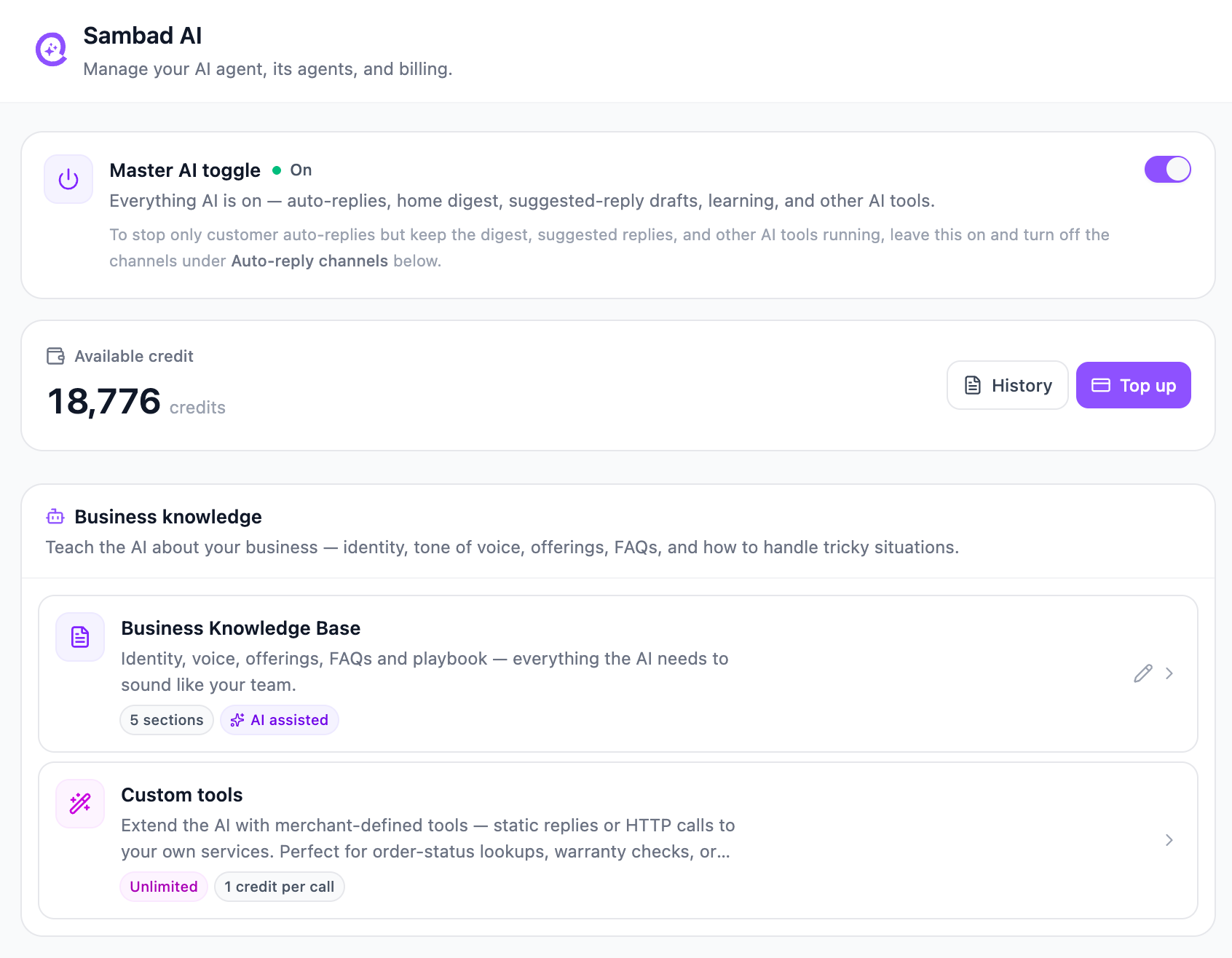 Sambad knowledge base — business identity